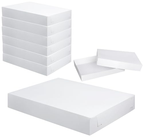 Chivertion 6 Pack Full Sheet Cake Box and Board 26 x 18 x 4 Inch Non Window Bakery Tray Full Sheet Cup Cake Board for Party Bread Display Kitchen Bakery Home Birthday (White)