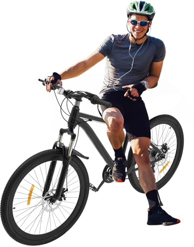 Linanty VTT 26 pouces, dérailleur 21 vitesses, vélo adulte pour hommes et femmes, VTT avec suspension avant, frein à disque, noir