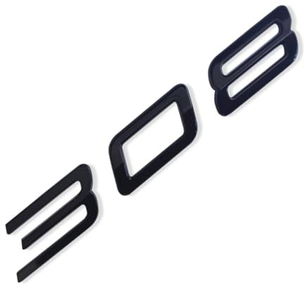 MCK Auto - Emblema per bagagliaio posteriore lucido nero 308, distintivo posteriore per tuning e modifica
