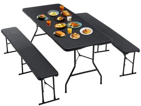 Ensemble de 3 tentes pliantes en plastique pour 8 personnes - 180 x 70 cm