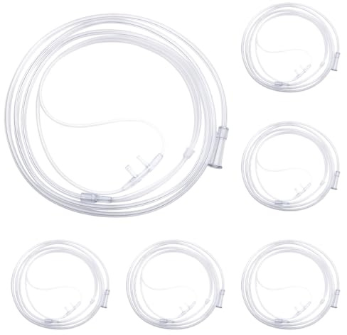 PHYNDR 6 PCS Cánula nasal de oxígeno ultra suave,cánulas nasales de oxígeno, tubos nasales estándar de 8.2 pies, tu-bos nasales ligeros para una cómoda entrega de oxí-geno