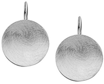 Nenalina Ohrringe Silber 925 Damen Ohrhänger mit Kreis, Runde Hängeohrringe Disk gebürstet 21 mm