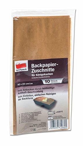 Unbekannt 10 Backpapier Zuschnitte aus naturbraunem Papier, eckig für Kastenformen (Königskuchen), beidseitige Antihaft-Beschichtung, hitzebeständig bis 220°C