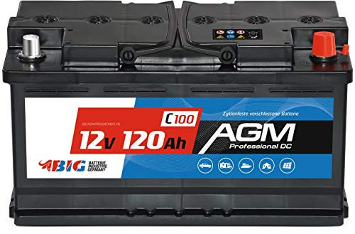 BIG Solarbatterie 12V 120Ah (C100) AGM Technologie Versorgungsbatterie autarker Stromspeicher Bootsbatterie Mover Wohnmobil Akku auslaufsicher