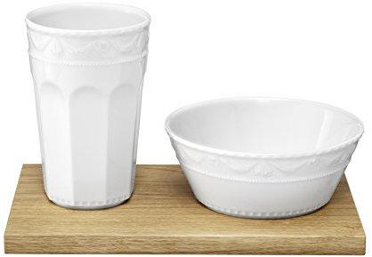 KPM Berlin Müsli-Set 3 tlg., Porzellanschale, Porzellanbecher, Porzellan-Set, Müslischale, Frühstücks-Set, handmade, Porzellan weiß im Geschenkkarton (KURLAND)