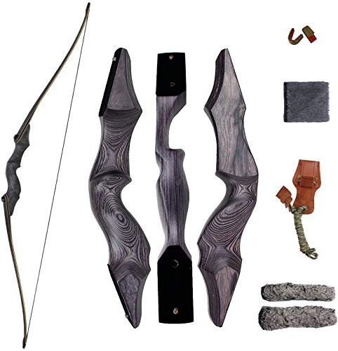 SinoArt 60 Takedown Longbow Archery Wooden Archery Bow Included Fur Rest Pad Stringer Tool Tab String Nocks Right and Left Hand for Hunting or Target(45lbs, Right Hand)