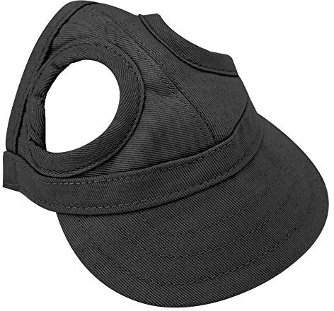 Justerbar basebollkeps för husdjur, sportmössa, utomhus, hatt, solskydd, design, hund, sporthatt med öronhål (L-svart)
