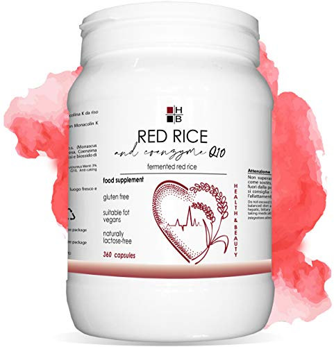 ROTER REIS und COENZYM Q10 | 360 Kapseln | fermentierter roter Reis | mit VITAMIN Q | Italienisches Produkt