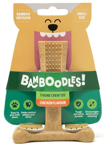 Bamboodles T-Bone Dog Chew Toy – Small | Chicken Flavour | Long Lasting Chew toy for Small Dogs | Durable Chew Toy to Satisfy Chewing Instincts