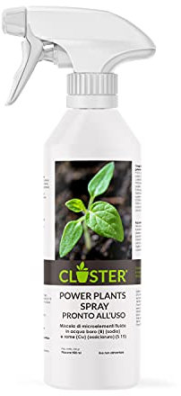CLOSTER Power Plants Spray Fertilizzante Piante a Base Di Rame e Zolfo - Concime Liquido ad Azione Antimicrobica Contro Funghi Batteri (500 ML)