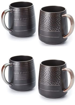 Cha Cult 2 X NEU teemando® Becher Jarl Keramik mit Relief, 2-fach sortiert 0,5 l = 4 Becher