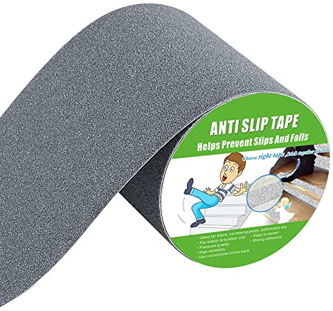Anti Slip Tape, High Traction, Strong Grip Abrasive, Not Easy Leaving Adhesive Residue, Indoor & Outdoor (150MM Width x 5M Long, Gray)