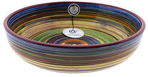 CERÁMICA RAMBLEÑA | Ensaladera cerámica | Ensaladeras originales | Ensaladeras decoración Arcoíris - Modelo 16 | Decoración 100% hecho a mano | 23x23x5.5 cm