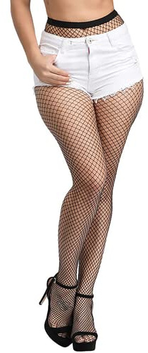 IRYNA Fishnet Tights Black Fishnet Tights for Women Fishnets Tights Cross Mesh Stockings High Waist Tights Fishnet Stockings Thigh High Stockings Pantyhose (1Pair)