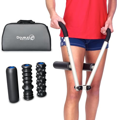 DoubleUP Roller D5 Leg & Arm Massager, Metal Frame, 5 Rollers & Case, White