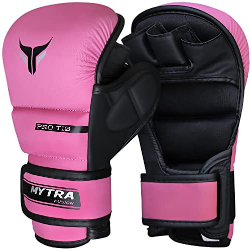 Mytra Fusion 7-oz Damen MMA Handschuhe Offene belüftete Handfläche MMA Sparring Handschuhe (S, Pink)