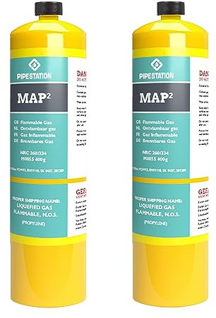 Pipestation Mapp Gas Canister | Map Plus Gas Bottle Cylinder for Propane Blow Torch Plumbing Soldering Gas Blowtorch | Map Gas Cartridge for Gas Torch Burner Jet | Blow Torch Gas