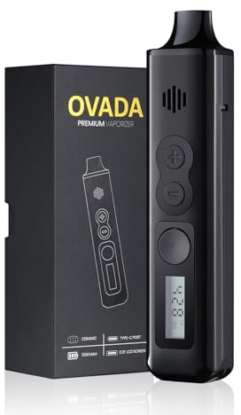 Vaporiser Kit with Screen, Temperature Control, Steam Dry, Handy, Portable, Large Temperature Range, Ceramic Quick Charge, Steaming Herb Herb (Black)