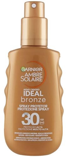 Garnier Latte Solare Spray Protettivo SPF 30+, Anti-age e antiossidante, Abbronzatura Esaltata, Contro l'Invecchiamento, Molto Resistente all'Acqua, Ambre Solaire, Ideal Bronze, 150 ml