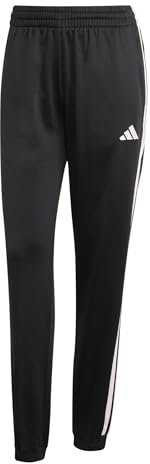 adidas Pantaloni da allenamento a 3 strisce in maglia da donna, Nero/Rosa Trasparente, M