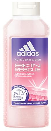 adidas Active Skin & Mind Skin Rescue Gel Doccia Donna, Dermatologicamente Testato, Complesso a Base di Glicerolo e Acido Ialuronico, Idratazione profonda, Vegan, Adatto alle Pelli Sensibili, 400 ml