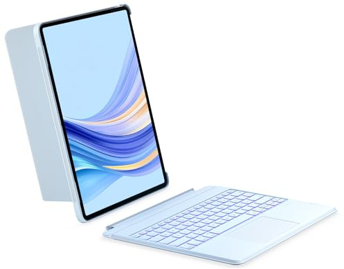 Inateck Tastatur Hülle Kompatibel mit iPad Air 13 Zoll (2025/2024),ipad Pro 12.9 Zoll 6/5/4/3 Gen,Hoch-/Querformat Ständer,Abnehmbare Touchpad mit 7-Farbiger Hintergrundbeleuchtung,QWERTZ,KB04118