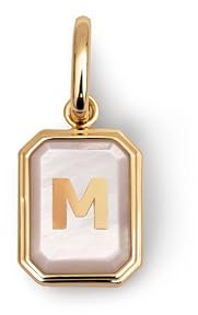 SINGULARU - Charm Personalizado Letter Nácar. Colgante de Latón con Acabado en Baño de Oro de 18 Kt y Detalles en Nácar. Joyas Para Mujer. Letra M