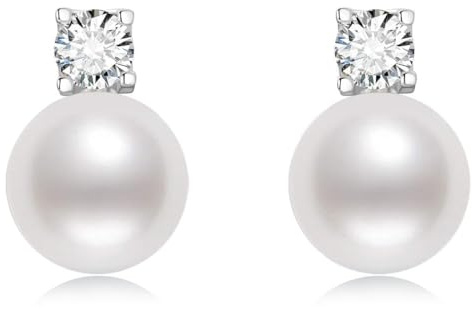 Orecchini con perle argentate, orecchini da donna, bianchi, in argento con perla, impermeabili, ipoallergenici, alla moda, regalo per donne e ragazze