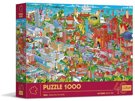 Trefl -Trefl-40th Anniversary Trefl, Trecittà 1000 Pieces-Premium Jigsaw Puzzle for Adults and Children from 14 Years, Multicoloured, 10924