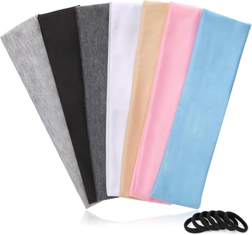 Ceeyoll 7 PCS Bandeau Cheveux pour Femme,Antidérapant Bandeaux Mode,Bandeau Cheveux Sport,Sport Yoga Courir Vélo Fitness Bandeaux de Cheveux Élastique Antidérapant,pour Yoga,Exercice,Cyclisme.
