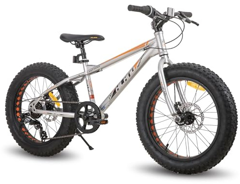 Hiland 20 pollici, mountain bike per bambini, 7 marce, Fat Tires, mountain bike, doppio freno a disco per bambini, per ragazzi e ragazze, colore: Argento/Verde/Bianco/Blu