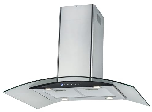 NEG Insel-Dunstabzugshaube NEG38-AT2 Abluft und Umluft, 90cm, 830 m³/h, Edelstahl, 2 Power-Stufen, Nachlauffunktion