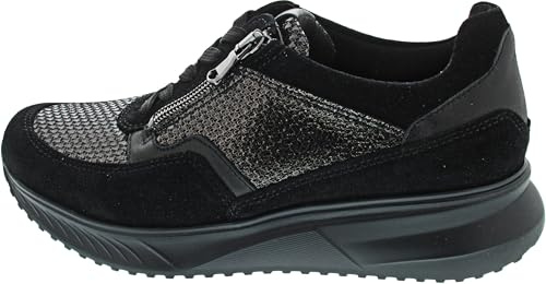 Waldläufer Ortho-Tritt K-Janka Sneaker, Order (Velourleder)/ Posterstretch, Schwarz/Anthrazit, Weite K 617K01-501-771 Schwarz GR. 40 1/2