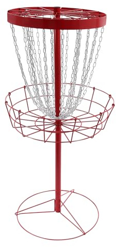 Skiva golfkorg – bärbar skiv-golf-målskiva – Flying Disc Golf Practice Basket – PDGA-godkänd praktisk basket, 18 kedjor, snabb montering, inkl. bärväska och golvkrok, rostfritt stål