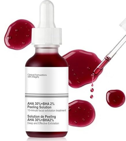 AHA 30% + BHA 2% Peeling, Peeling Visage, Exfoliant Visage, Peeling Visage Puissant, Exfoliation Douce, Nettoie Les Pores, Atténue Les Rides et Ridules, Illumine le Teint, 30ml