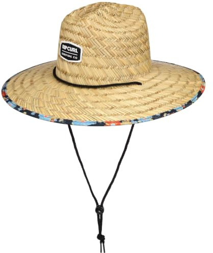 RIP CURL Lifeguard Fun Times Sombrero de paja para hombre – Sombrero de sol de verano con correa para la barbilla, primavera-verano primavera, azul marino, XL
