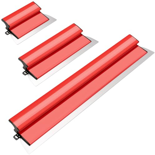 Yta spatelset i rostfritt stål – 0,5 mm tjocka blad, 80 cm/40 cm/25 cm, ergonomiskt Z-handtag, teleskophandtag (71–157 cm) – professionellt gipspackelverktyg för utjämning av väggar och