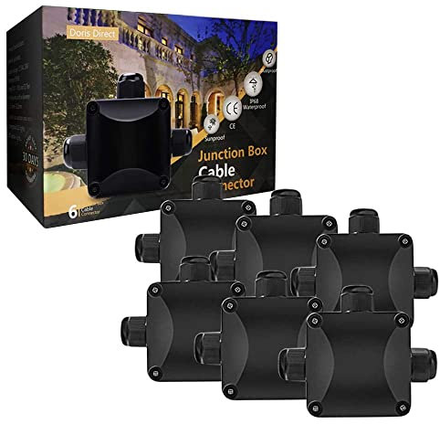 Lot de 6 connecteurs de câble de boîte de dérivation - Beauty Star - 3 conducteurs - Connecteur pour lampe d'extérieur étanche IP68 - Presse-étoupe M20 pour câble externe électrique noir de 5,5 mm à 10,2 mm (ABS + PVC)