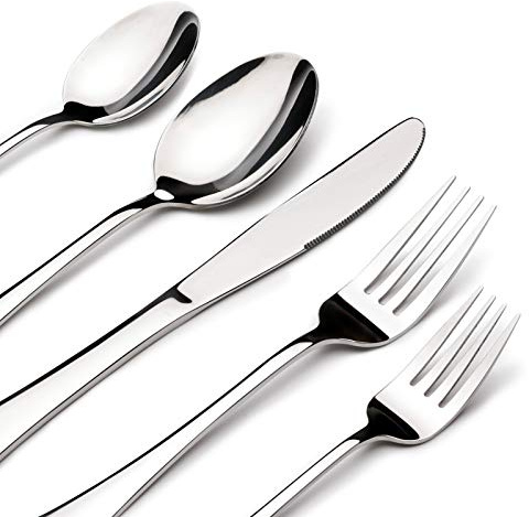 Silverware Set for 8, 40 Piece Heavy Duty Stainless Steel Flatware Utensils Cutlery Set Including Steak Knife Fork and Spoon, Dishwasher Safe, Gift Package for Wedding Housewarming