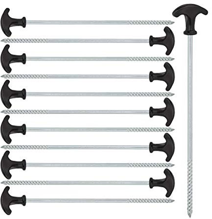 Relaxdays 12 x Schraubhering, Heringe mit Gewinde, Zelthering Stahl, für Harte Böden, Bodenhering Zelt, Pavillon, 31 cm, schwarz