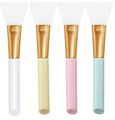 Rnitle 4 Stück Silikon Gesichtsmaske,Haarloser Gesichtsmask Pinsel Set,Gesichts-Applikator-Bürsten zum Auftragen von Gesichtsmaske,für DIY Augenmaske,Hautpflege(Weiß+Rosa+Gelb+Blau)