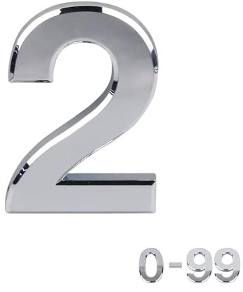 Números de puerta con efecto cromado de 3 pulgadas, números de casa, ABS, autoadhesivos, plata, números de casa 3D, buzones de correo, pegatinas de número de puerta de habitaciones de hotel (2)