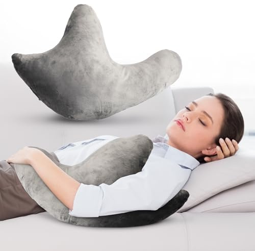 Cheer Collection Almohada de Apoyo para Hombros en Forma de W, cojín postoperatorio para Dolor de Cuello y Hombros, Funda de Terciopelo de microfelpa Lavable, Color Gris