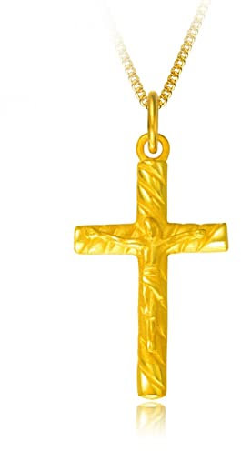 Epinki 18K 750 Gelbgold Halskette Damen, Kette mit Anhänger Jesus Kreuz Claviclekette Echt Gold Schmuck
