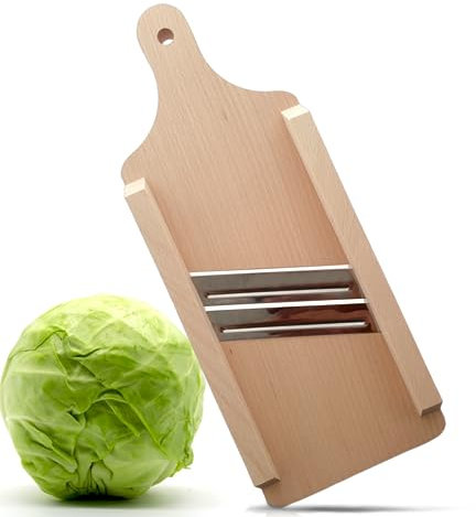 OSTENTO Tagliaverdure | Tagliaverdure in legno - Mandolina Grattugia Frutta Verdura con Lame affilate in Acciaio Inox - Made in EU (2 Lame)