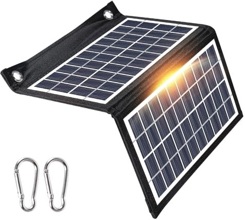 Jadeshay Panel Solar 10W Cargador Solar Portátil Impermeable Placa Solar Plegable, Al Aire Libre Panel Solar Plegable 2 Puertos USB para Teléfono Inteligente, Móviles Tableta, Camping