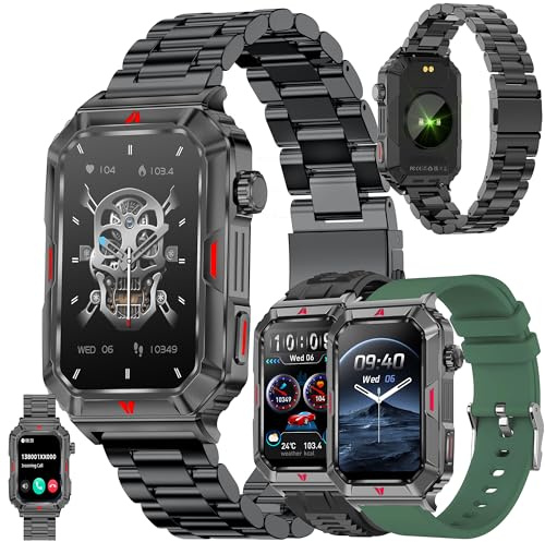 Smartwatch Män med Telefonfunktion, Fitness Tracker 1,57 AMOLED Pekskärm, Smartklocka med Sömnmonitor Pulsmätare 123 Sportlägen Sportklocka Fitnessklocka Armbandsur för Android IOS (Svart)