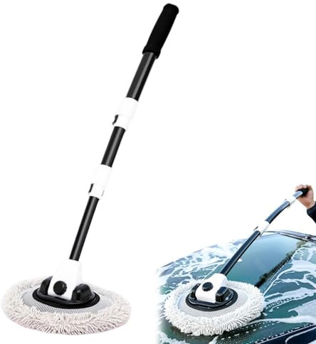 Djowyh Brosse de lavage de voiture, brosse de voiture avec 3 tiges télescopiques, brosse de lavage de voiture, brosse de lavage de voiture