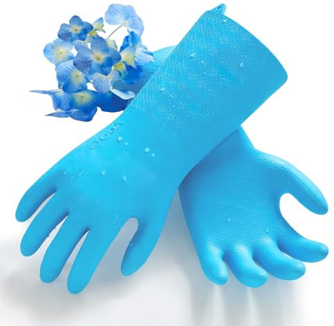 Vgo... Gants de Manipulation des Aliments en TPE de Qualité Alimentaire Résistants -10℃ à 100℃ pour la Transformation de la Viande, les Cuisines Commerciales et la Boulangerie (TP1117,Bleu,S,1 paire)