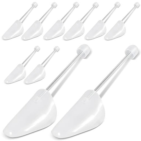 Funmo Lot de 5 paires d'embauchoirs en plastique pour chaussures - Tendeur de chaussures réglables pratiques - 39-46 - En plastique transparent - Pour homme et femme, transparent, L